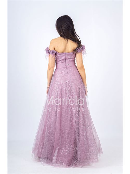 abito piume e fiori glitter MARICLA ELEGANCE | JC35022UVA